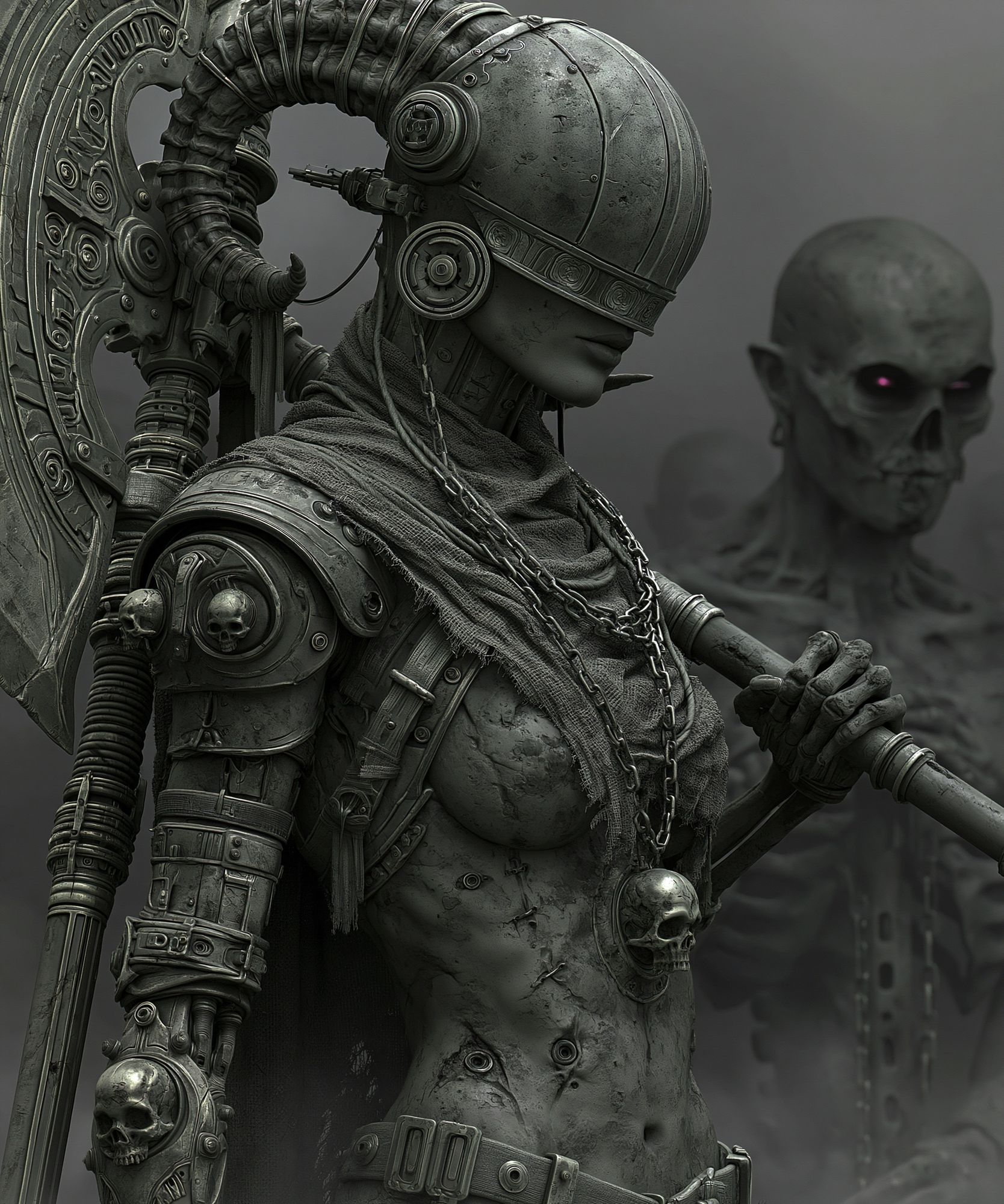 Cyberpunk Skull Warrior Poster. poster detail
