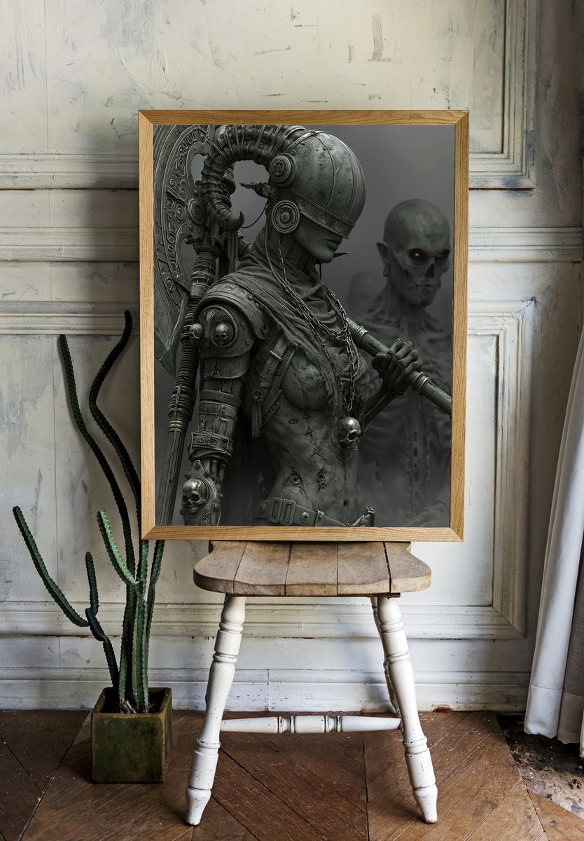 Cyberpunk Skull Warrior Poster. — room view 1