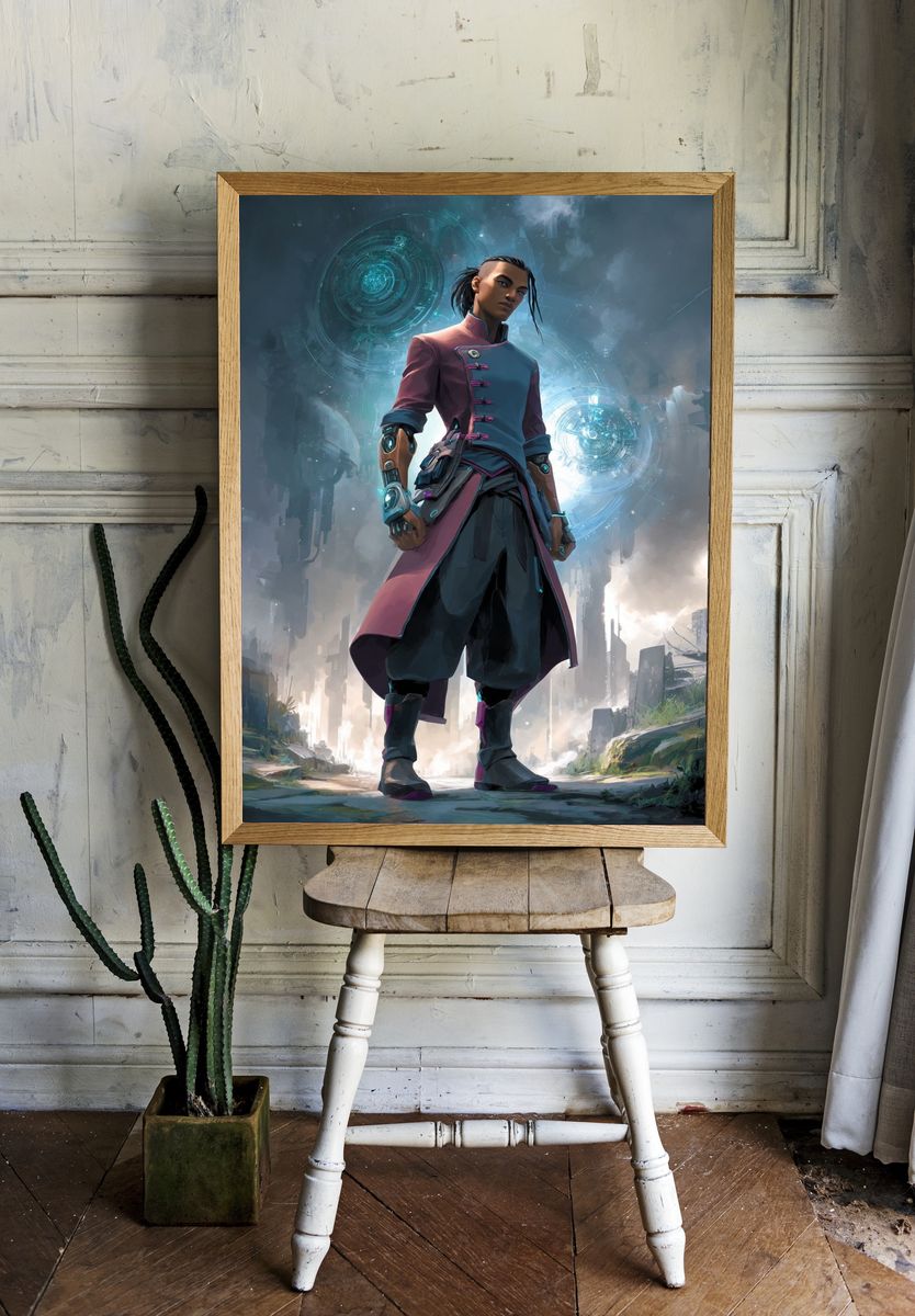 Cyberpunk Warrior Digital Art Poster. room preview