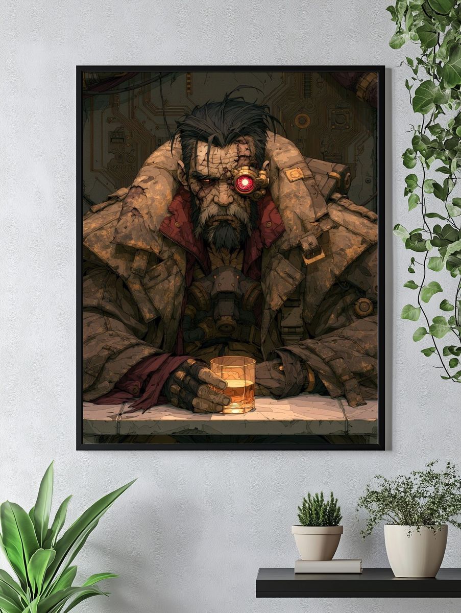 Cyberpunk Cyborg Man Poster. — room view 4