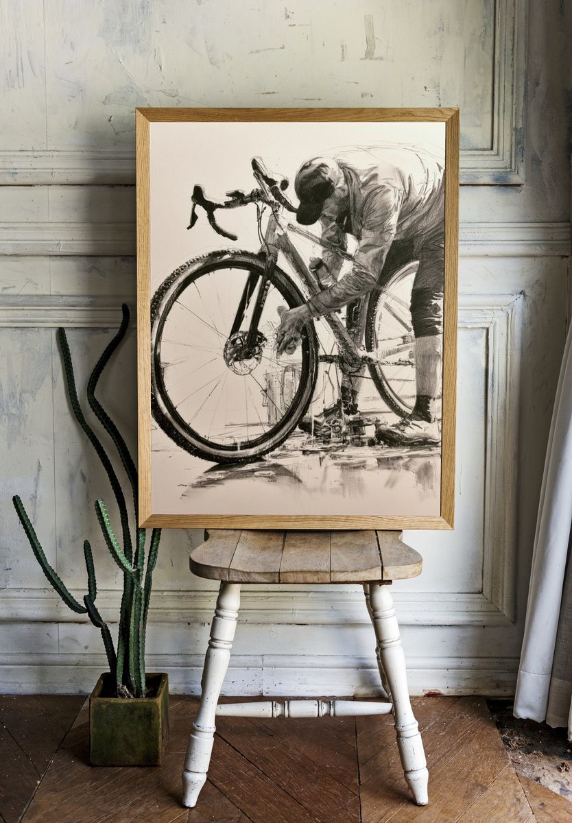 Cyclist Sketch Illustration Poster. room preview
