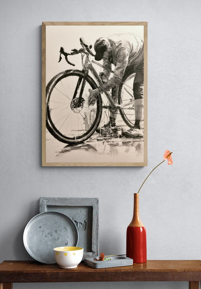 Cyclist Sketch Illustration Poster. — room view 3
