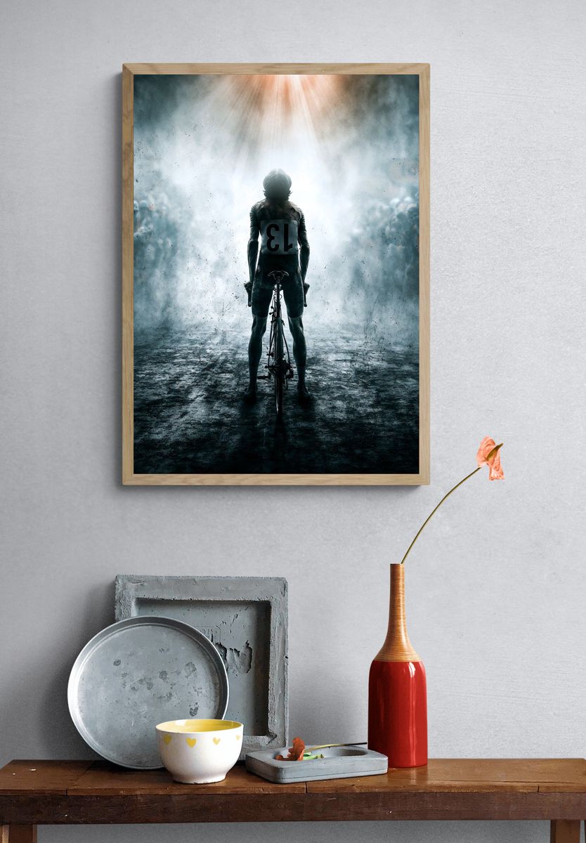 Cyclist Finish Line Photography Poster. — room view 3