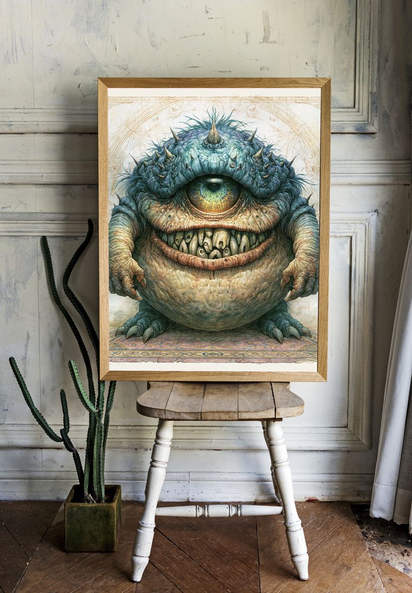 Cyclops Monster Digital Art Poster. — room view 1