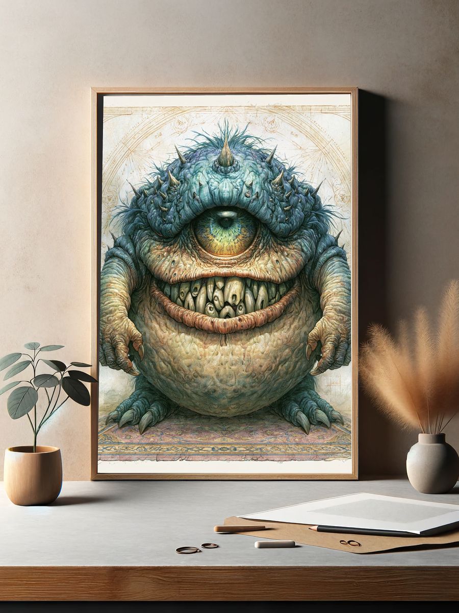 Cyclops Monster Digital Art Poster. — room view 2