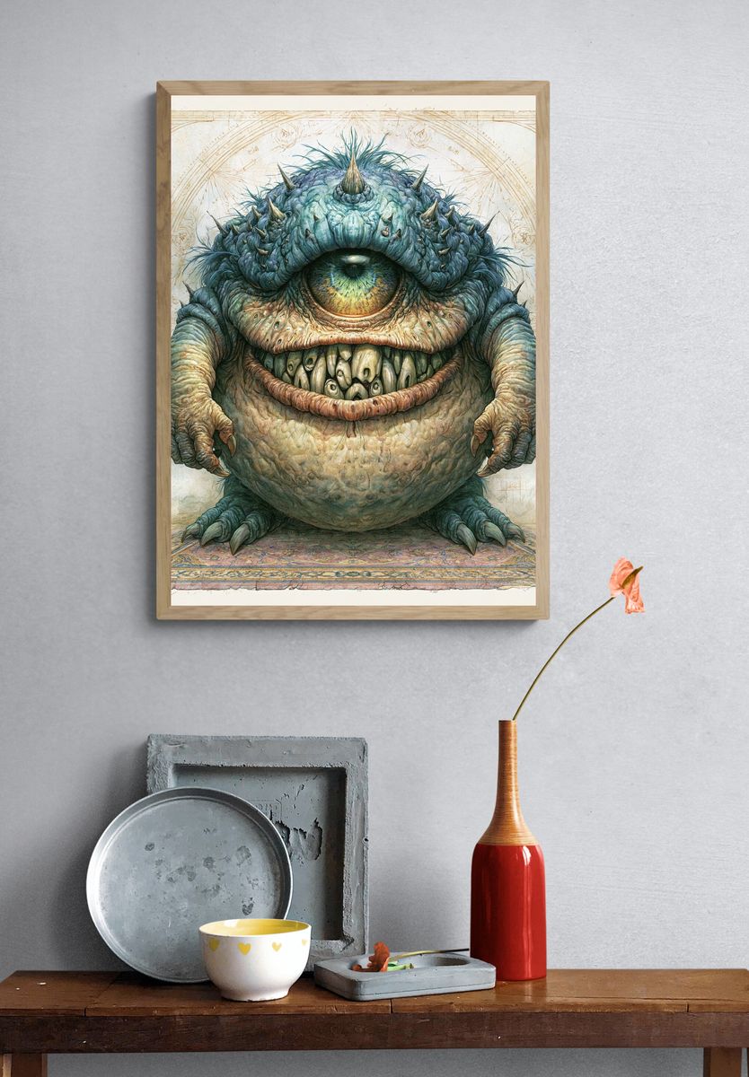 Cyclops Monster Digital Art Poster. — room view 3