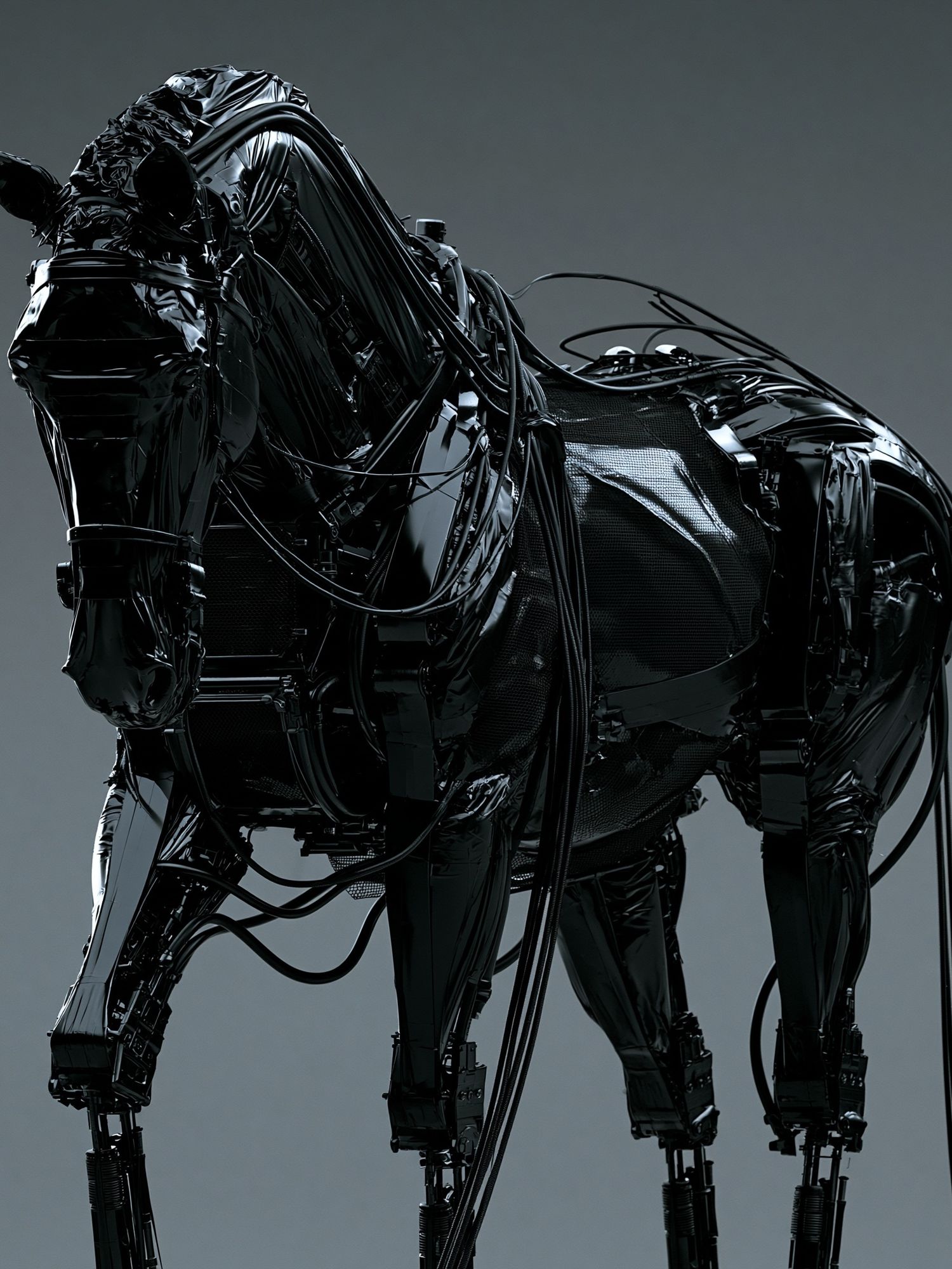 Cybernetic Horse — Digital Art Print. poster — illustration art