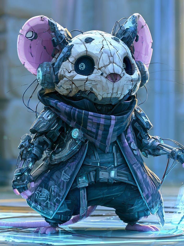 Cyberpunk Mouse Character Print. poster detail