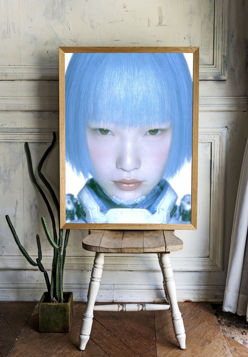 Futuristic Cybernetic Portrait Poster room preview