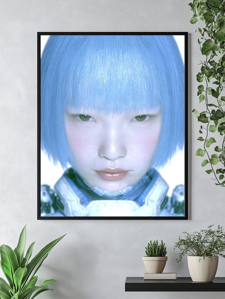 Futuristic Cybernetic Portrait Poster. — room view 4