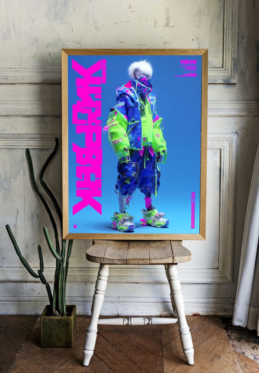 Futuristic Cyberpunk Fashion Poster room preview