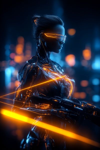 Futuristic Cyberpunk Warrior Poster. poster print