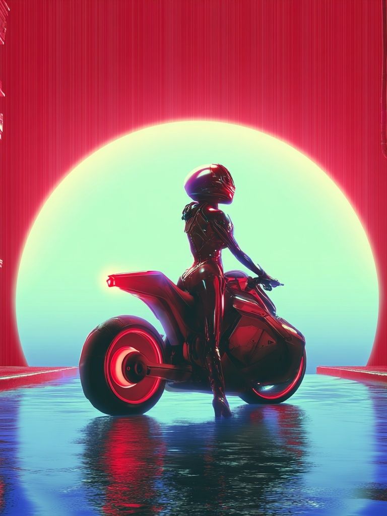 Futuristic Biker — Cyberpunk Print. poster detail