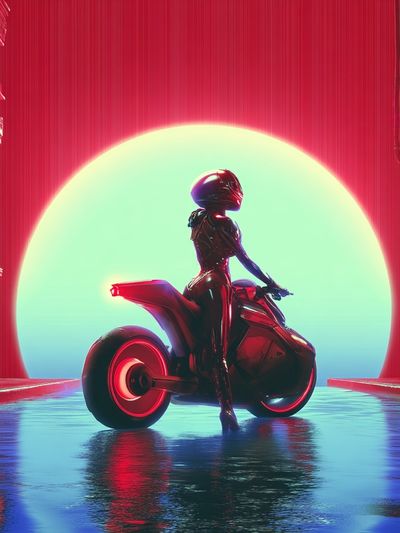 Futuristic Biker — Cyberpunk Print. poster print