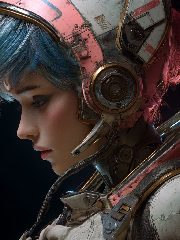 Cyberpunk Pilot Portrait Print. poster detail