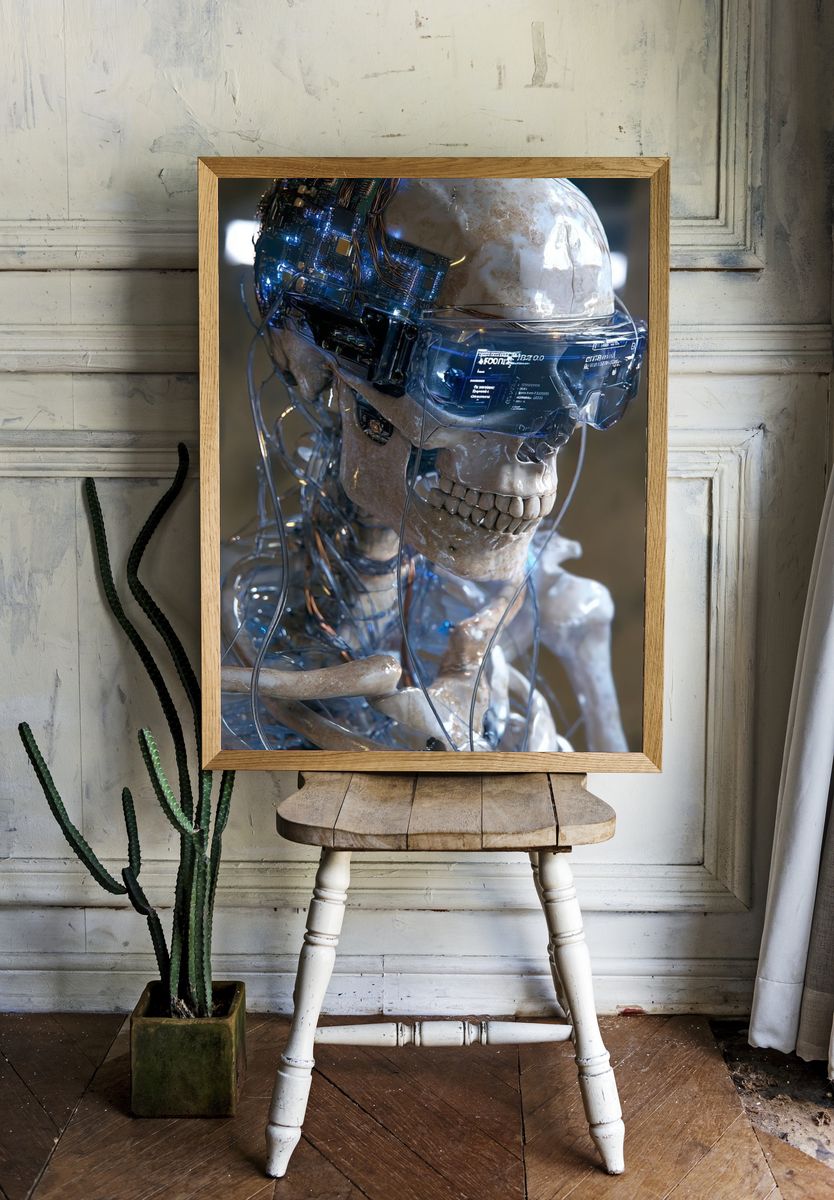 Cybernetic Skeleton — Digital Art Print room preview