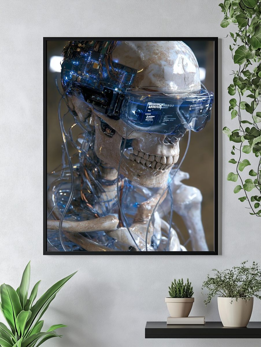 Cybernetic Skeleton — Digital Art Print. — room view 4