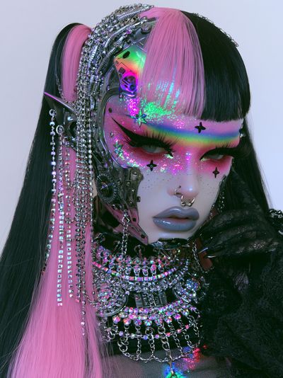 Cyberpunk Glam Portrait Poster. poster