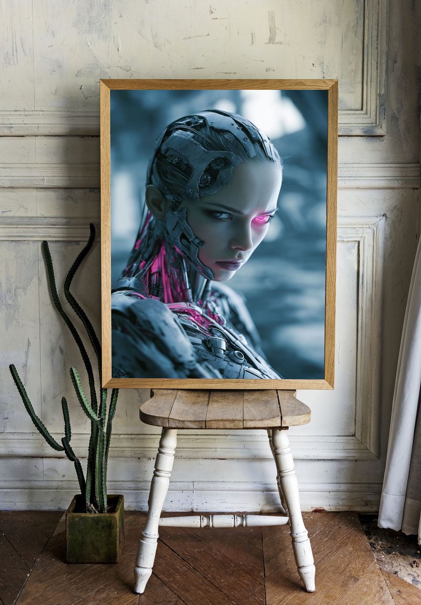 Futuristic Cybernetic Woman — Sci-Fi Print room preview