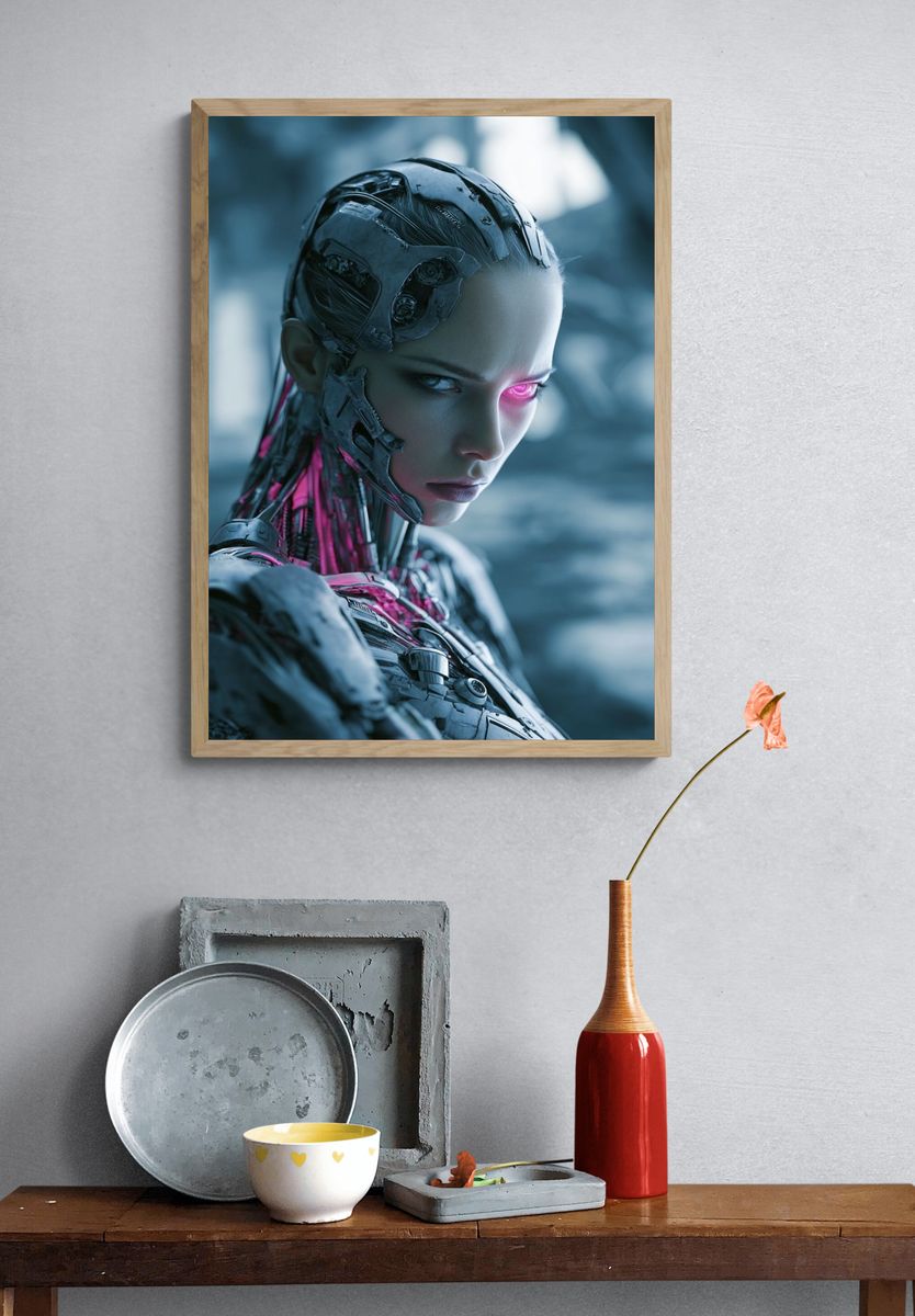 Futuristic Cybernetic Woman — Sci-Fi Print. — room view 3