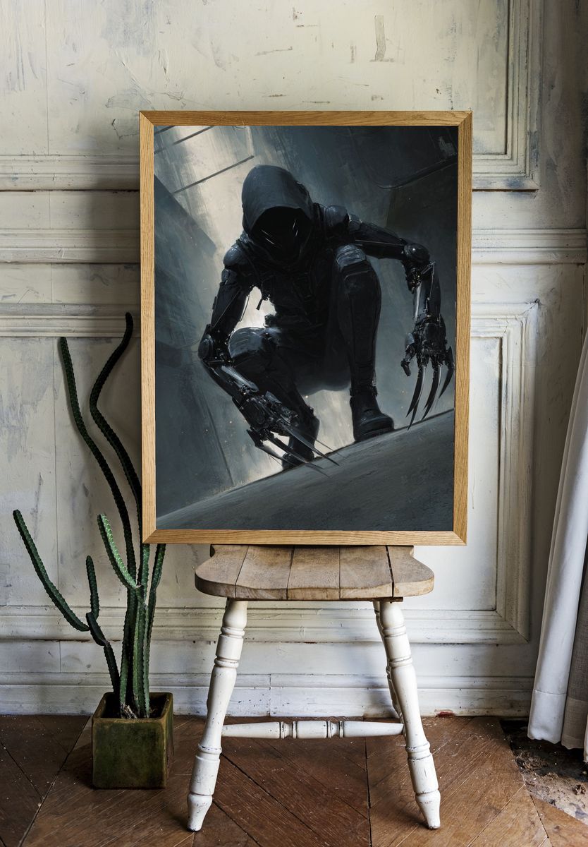Cybernetic Assassin — Digital Art Print room preview