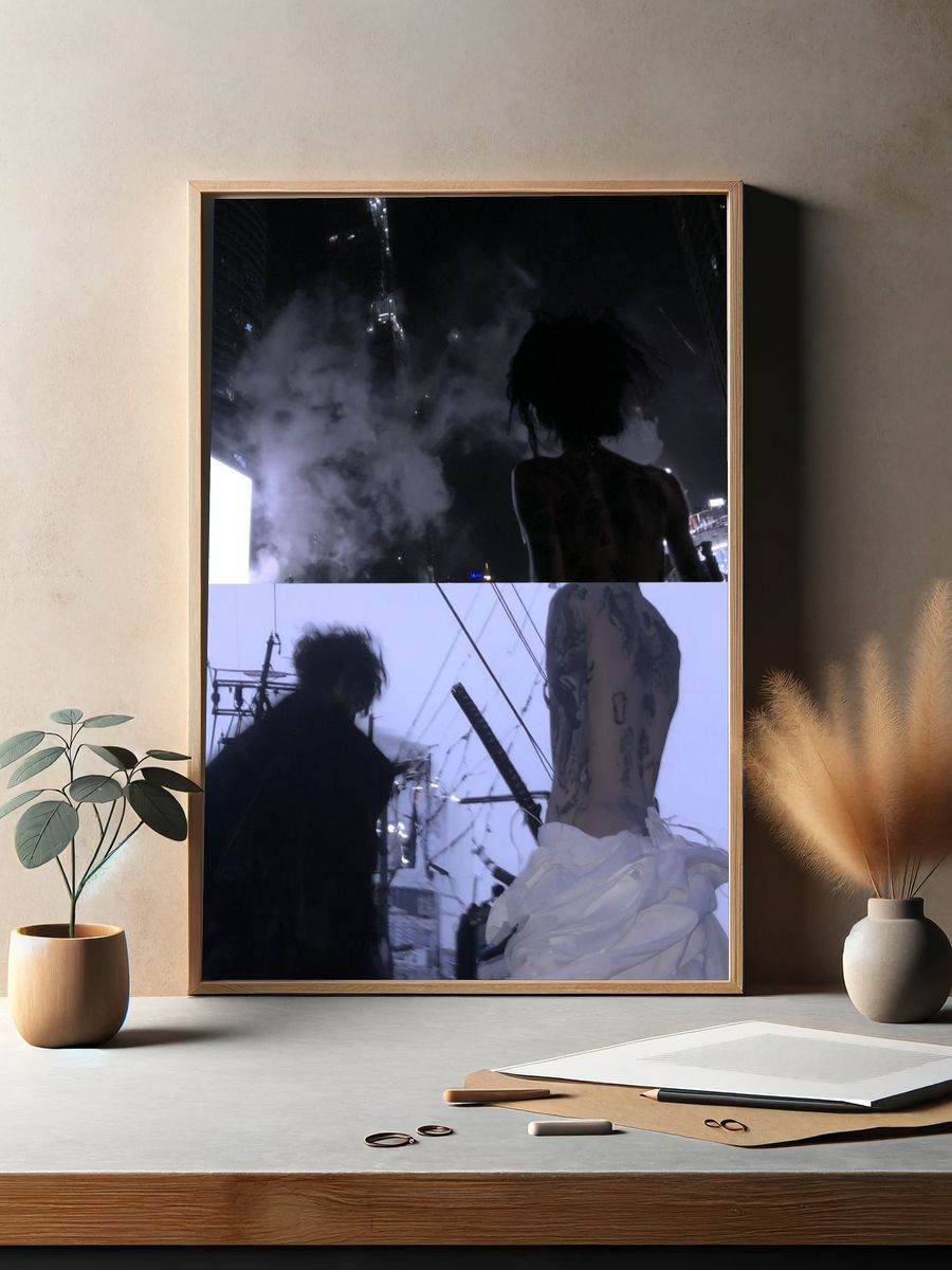 Cyberpunk City Silhouette Poster. — room view 2
