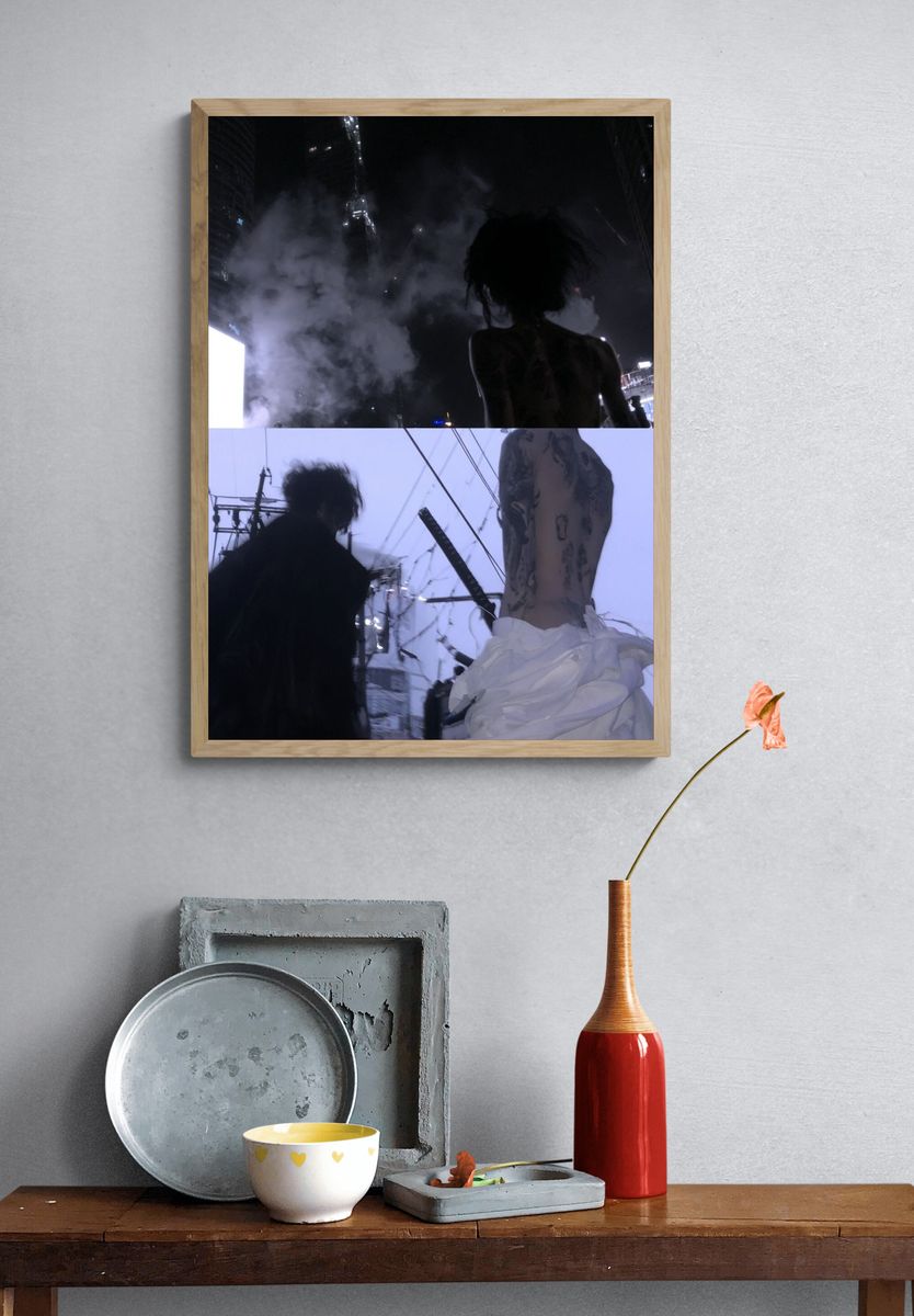 Cyberpunk City Silhouette Poster. — room view 3