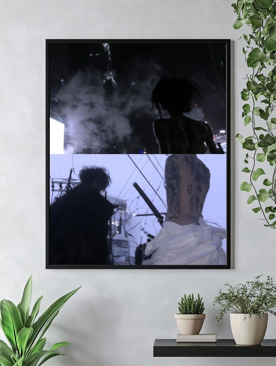 Cyberpunk City Silhouette Poster. — room view 4