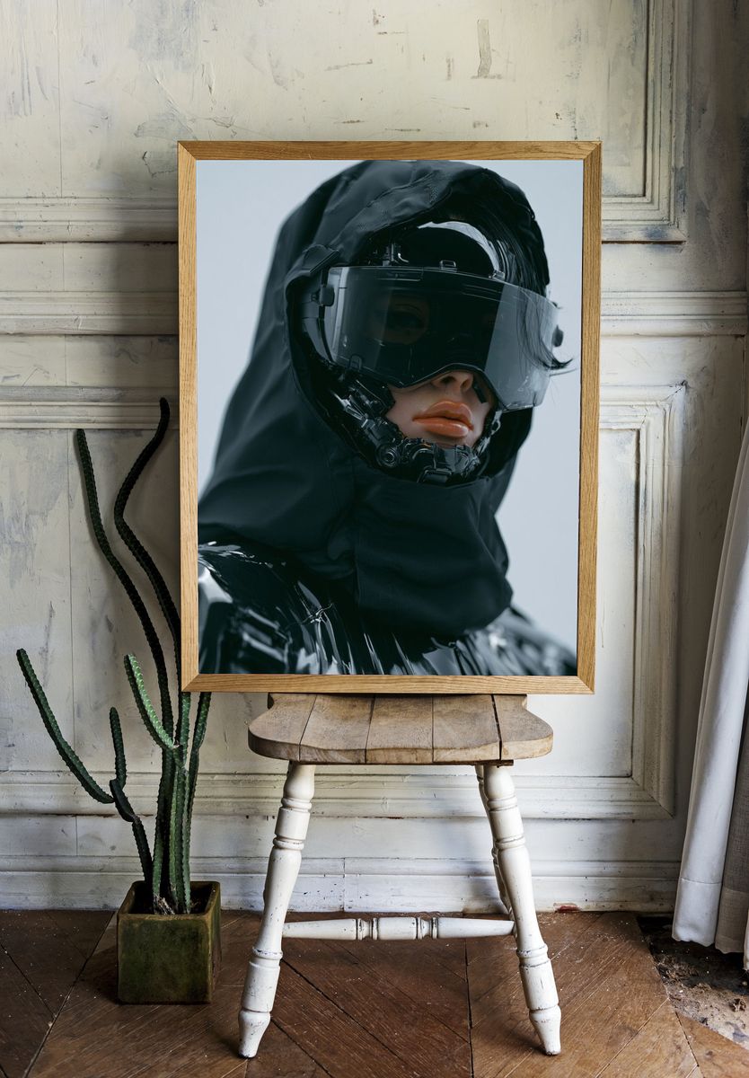 Cyberpunk Hooded Portrait Poster. — room view 1