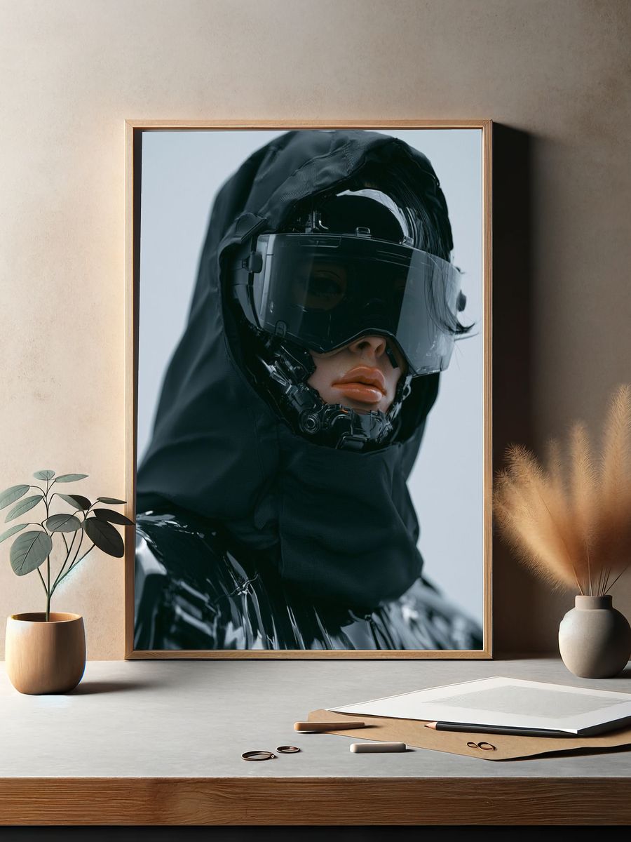 Cyberpunk Hooded Portrait Poster. — room view 2
