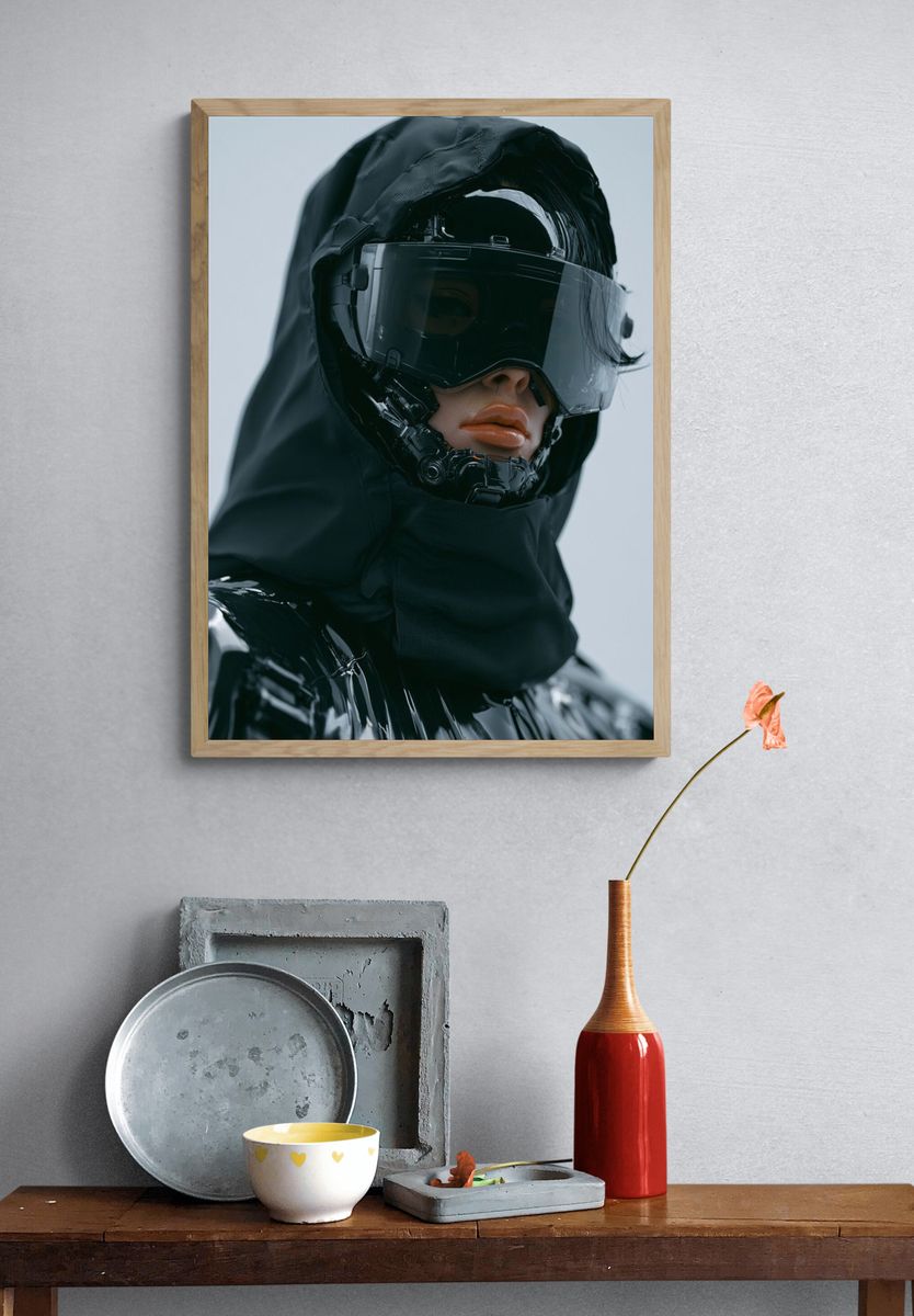 Cyberpunk Hooded Portrait Poster. — room view 3