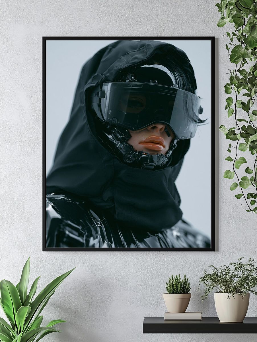 Cyberpunk Hooded Portrait Poster. — room view 4