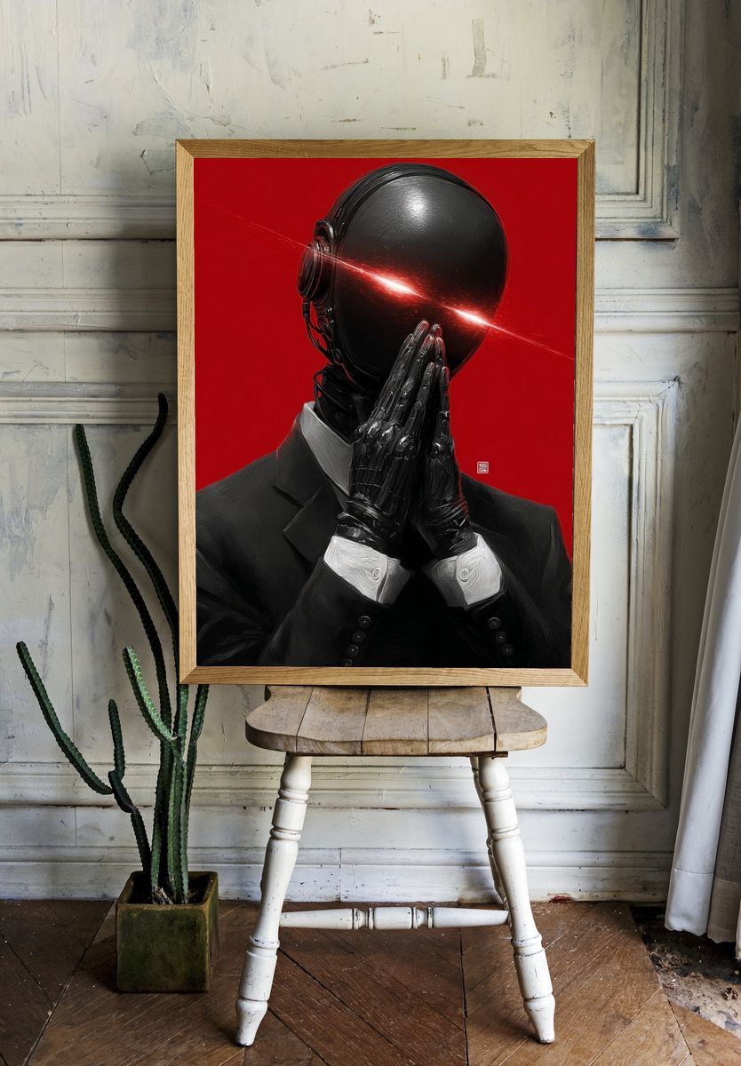 Cybernetic Figure — Digital Art Print room preview
