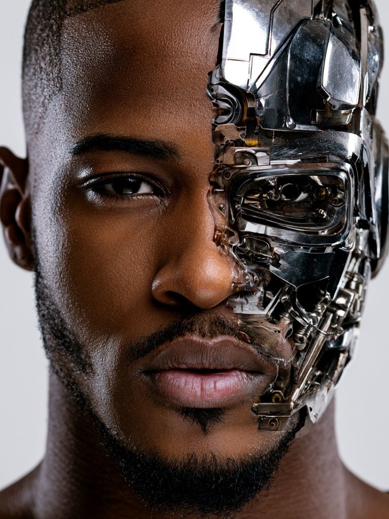 Cyborg Portrait Photography Poster. poster detail