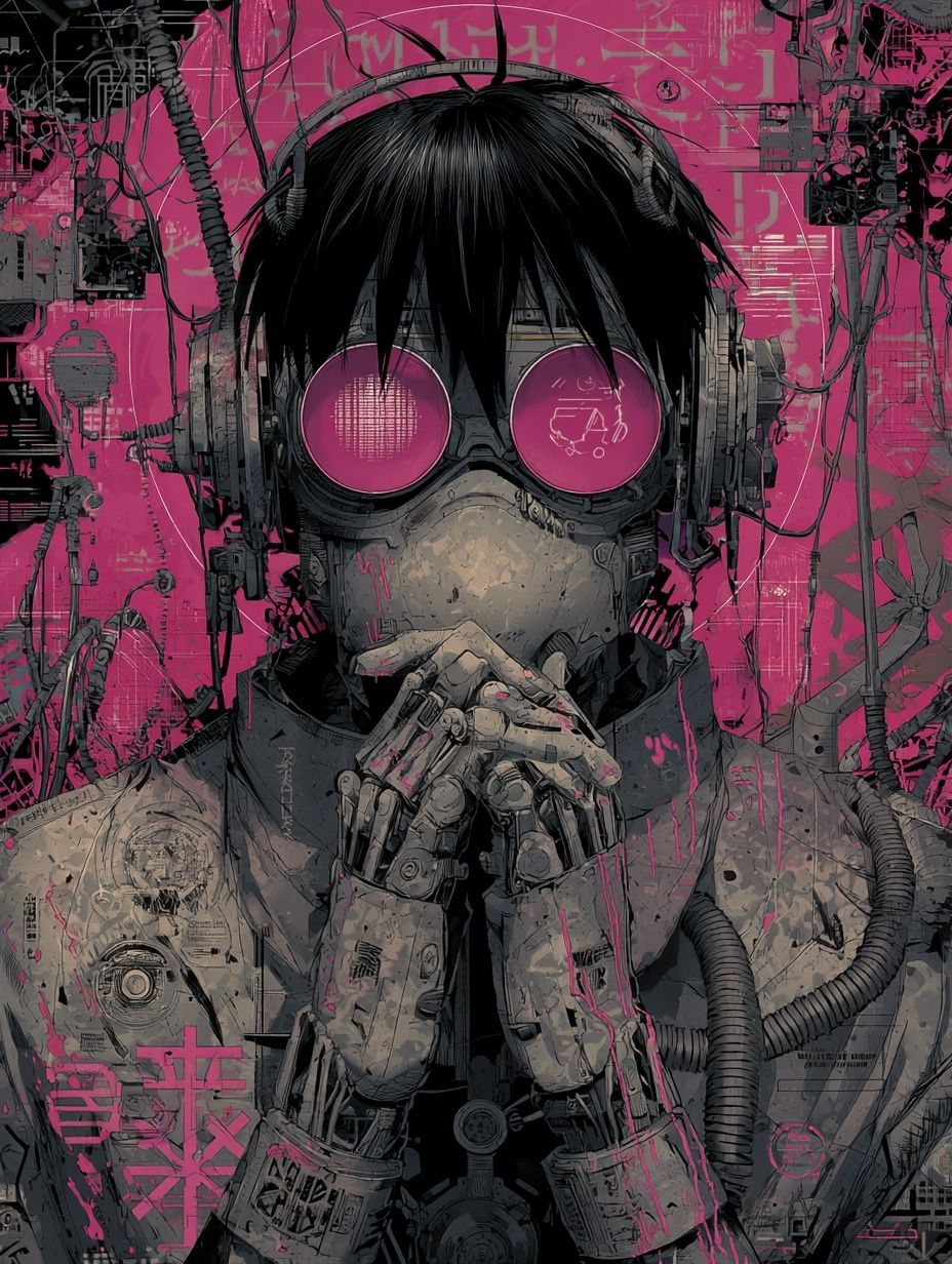 Cyberpunk Character — Digital Art Print. poster — illustration art