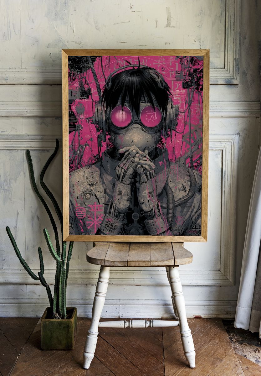 Cyberpunk Character — Digital Art Print. room preview