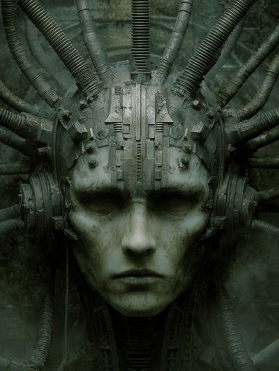Cybernetic Face — Sci-Fi Print. poster print