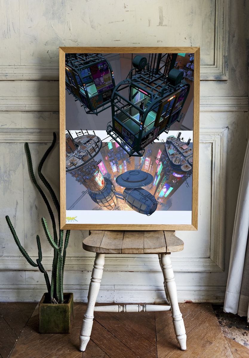 Cyberpunk 2077 Cityscape Print. — room view 1