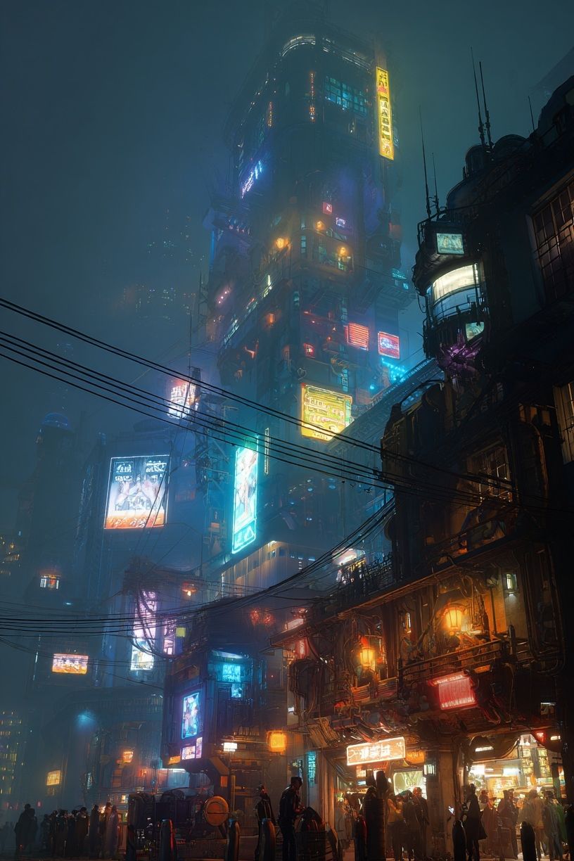 Futuristic Cityscape — Cyberpunk Print. poster detail