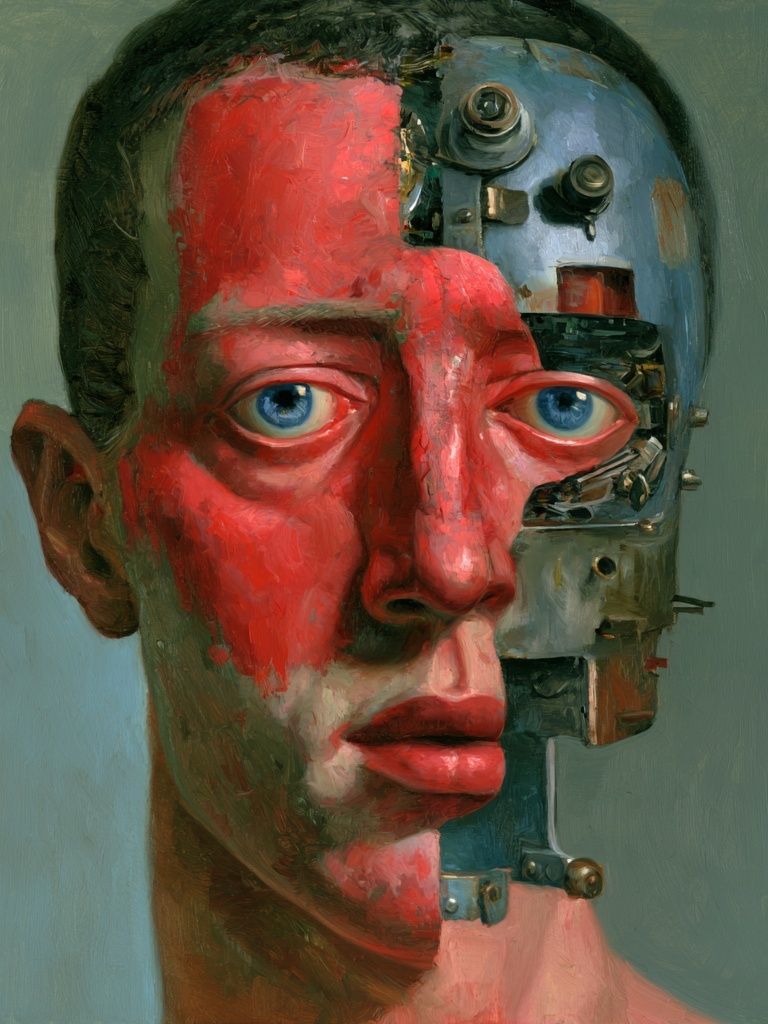 Cyborg Portrait — Surrealism Print. poster — fine-art art