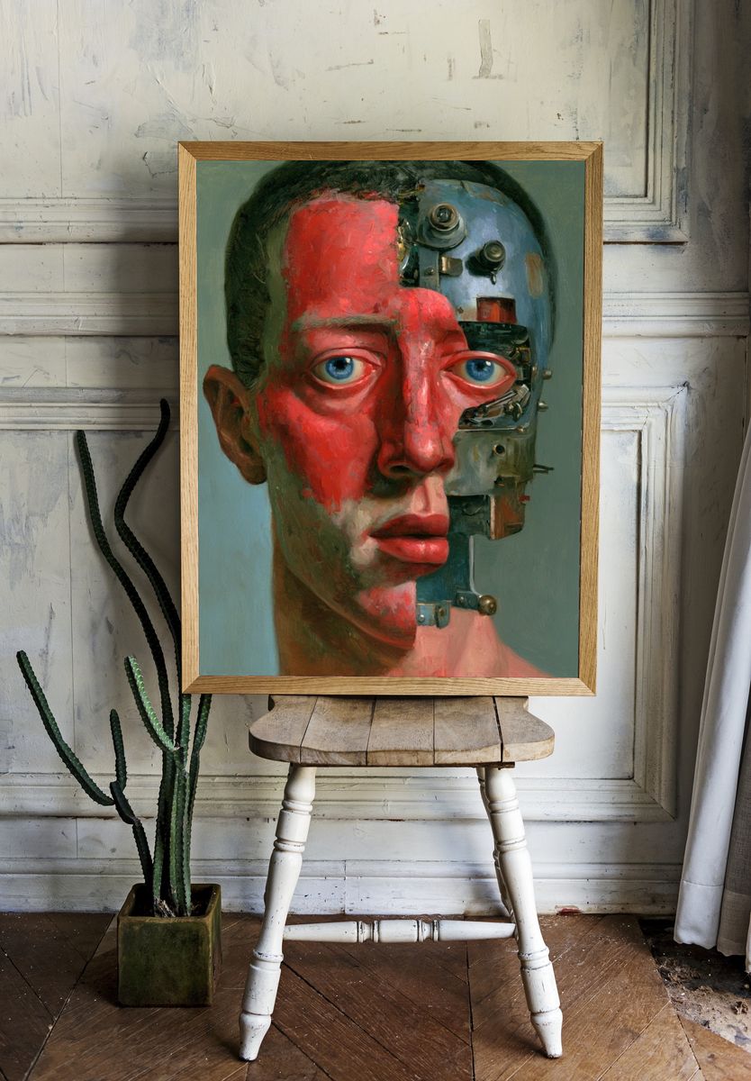 Cyborg Portrait — Surrealism Print. — room view 1