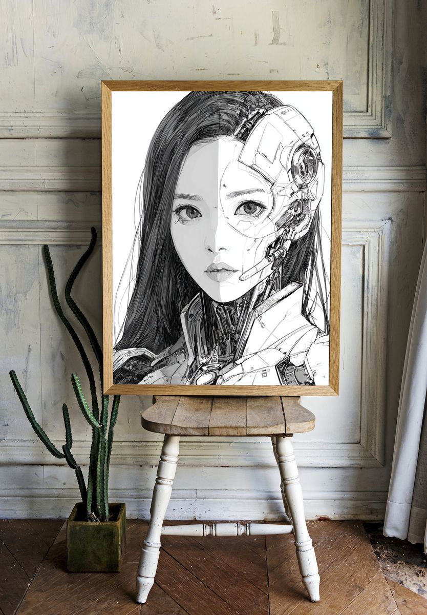 Cybernetic Woman — Digital Art Print room preview