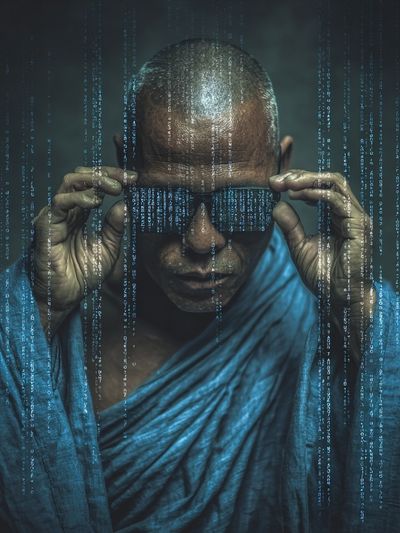 Cyber Monk — Digital Art Print. poster print