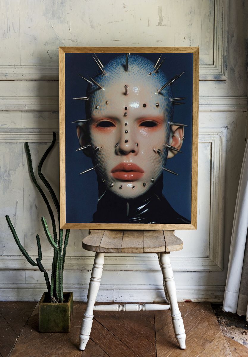 Cyberpunk Pierced Portrait Print room preview