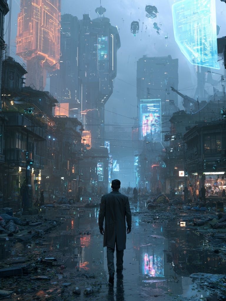 Cyberpunk City Street Poster. poster detail