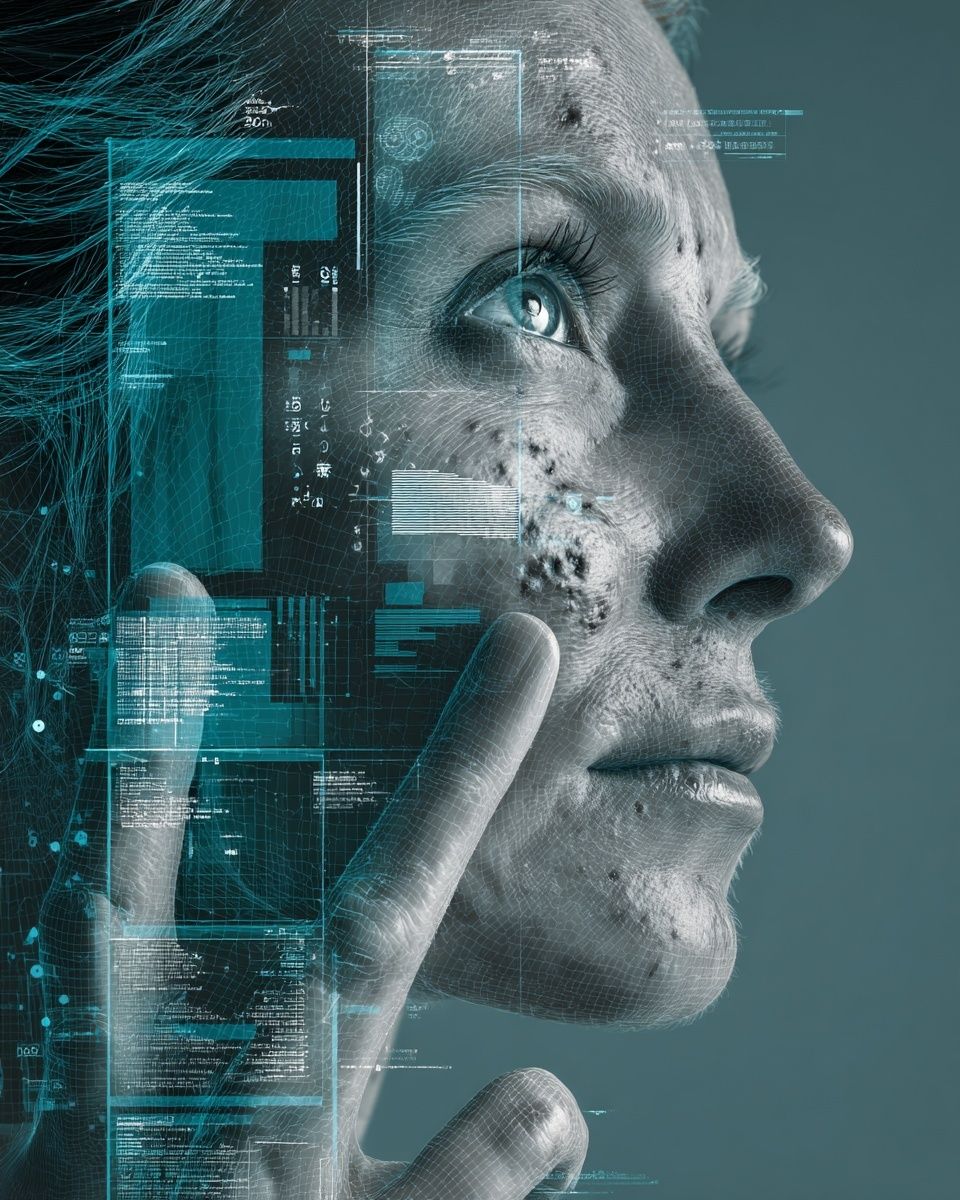Cybernetic Face Profile Digital Art Poster. poster — illustration art