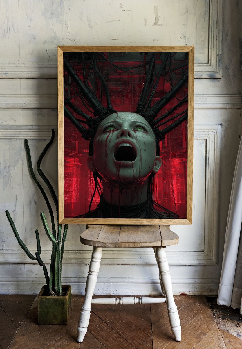 Cybernetic Horror — Digital Art Print. — room view 1
