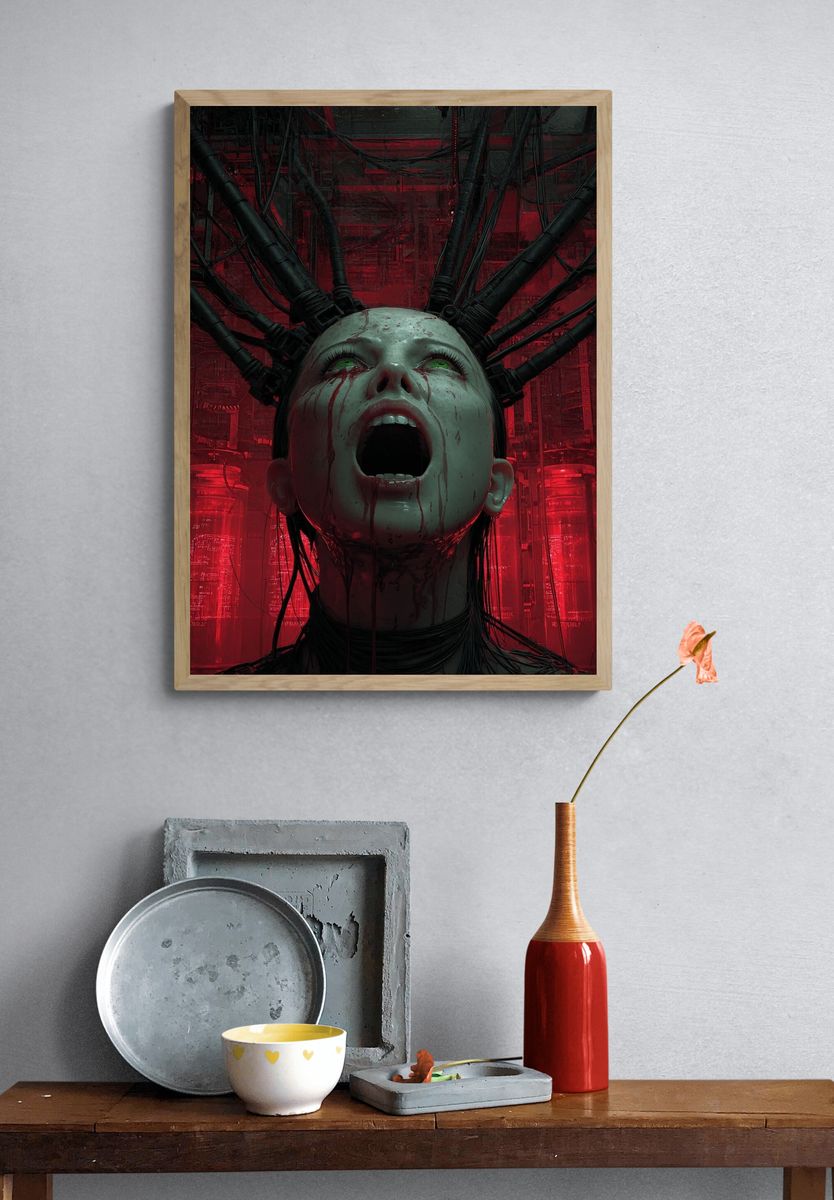 Cybernetic Horror — Digital Art Print. — room view 3