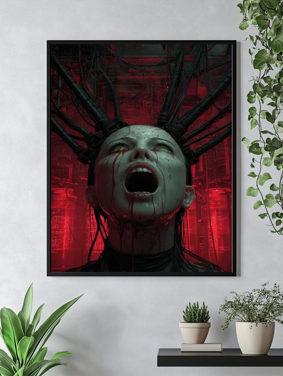 Cybernetic Horror — Digital Art Print. — room view 4
