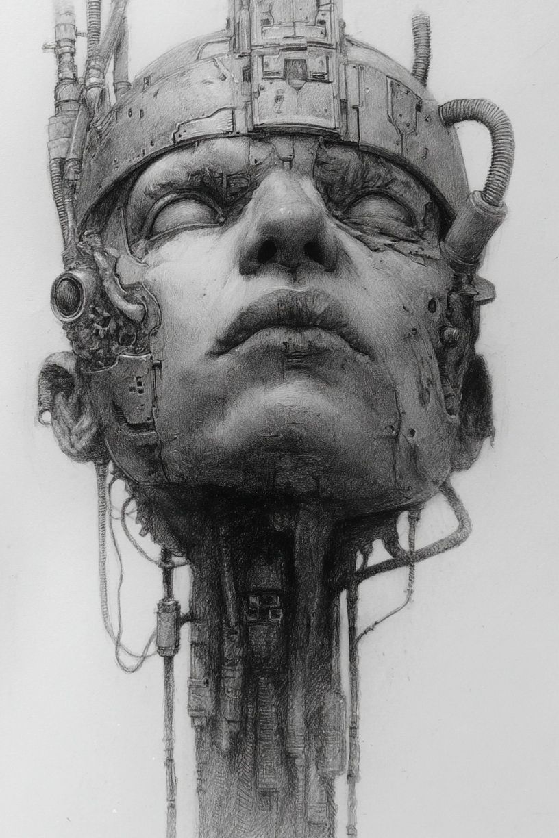 Cybernetic Head — Fine Art Print. poster detail